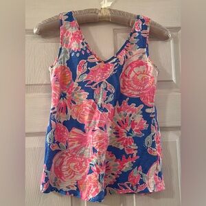 Lilly Pulitzer Gigi Tank Top - Pink and Blue Bennett Blue Bay Dreamin’ XXS
